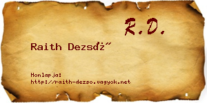 Raith Dezső névjegykártya